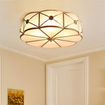 Preston Brass Flush Mount Ceiling Light with Frosted Glass Shade