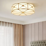 Preston Brass Flush Mount Ceiling Light with Frosted Glass Shade