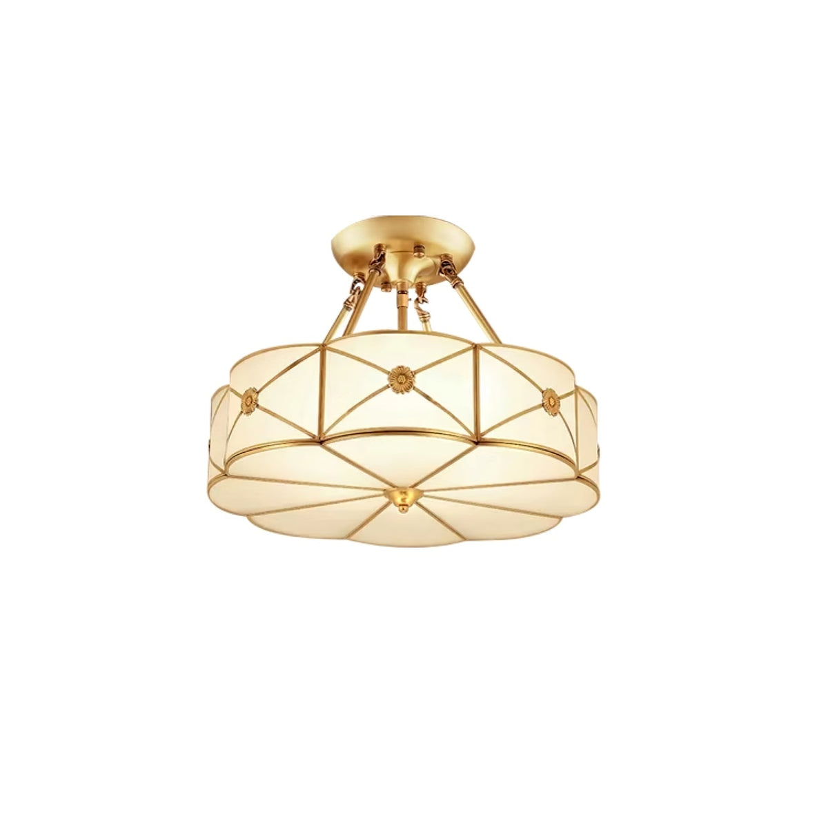 Preston Brass Flush Mount Ceiling Light with Frosted Glass Shade
