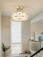 Preston Brass Flush Mount Ceiling Light with Frosted Glass Shade
