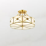 Preston Brass Flush Mount Ceiling Light with Frosted Glass Shade
