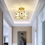 Preston Brass Flush Mount Ceiling Light with Frosted Glass Shade