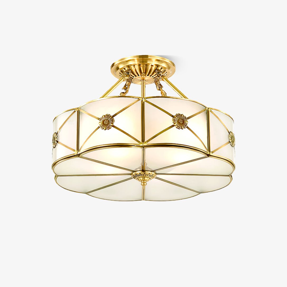 Preston Brass Flush Mount Ceiling Light with Frosted Glass Shade
