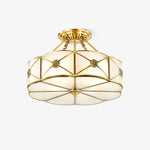 Preston Brass Flush Mount Ceiling Light with Frosted Glass Shade