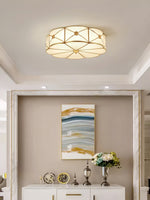 Preston Brass Flush Mount Ceiling Light with Frosted Glass Shade