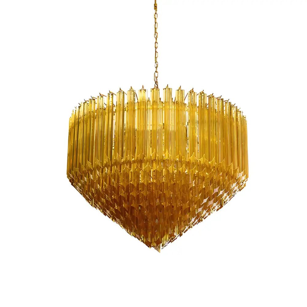 Prism Amber Glass Chandelier – Art Deco Designer Pendant Light