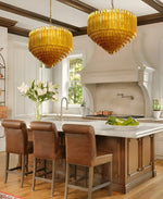 Prism Amber Glass Chandelier – Art Deco Designer Pendant Light