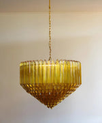 Prism Amber Glass Chandelier – Art Deco Designer Pendant Light