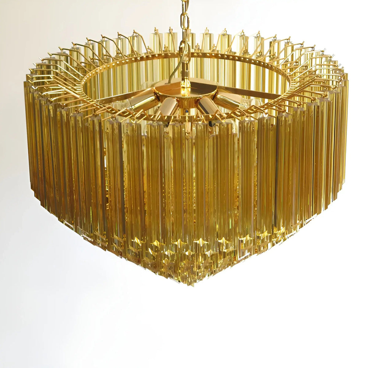 Prism Amber Glass Chandelier – Art Deco Designer Pendant Light