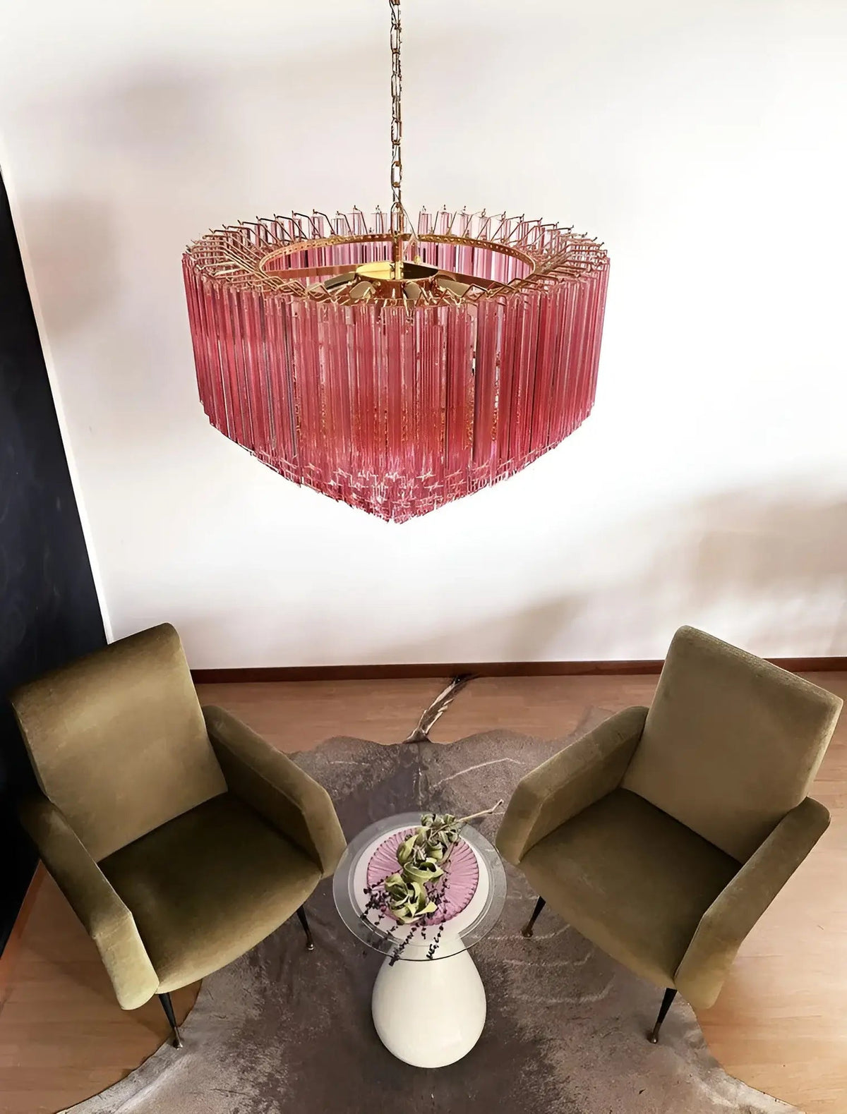 Prism Pink Glass Chandelier | Modern Designer Pendant Light