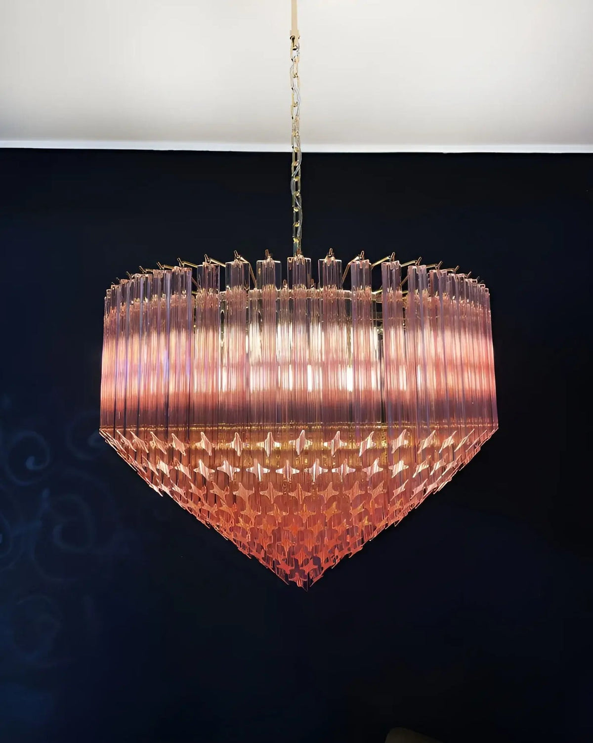 Prism Pink Glass Chandelier | Modern Designer Pendant Light