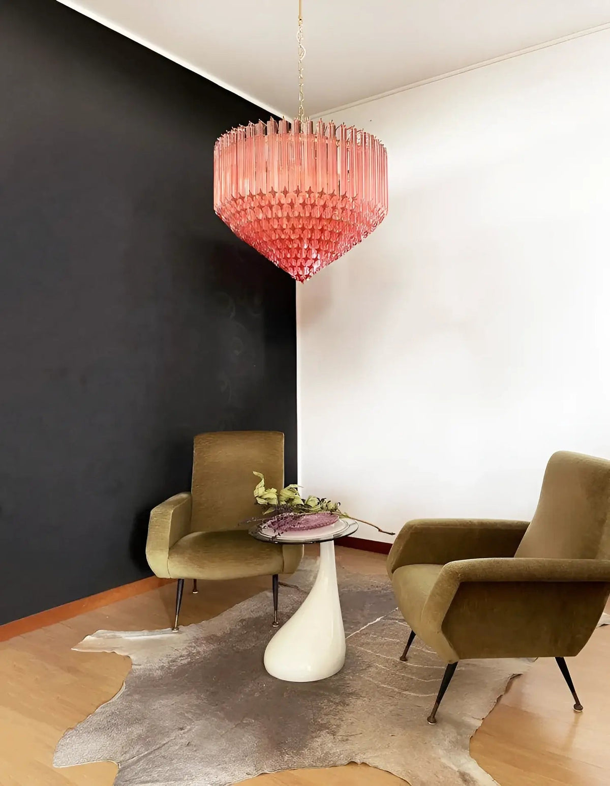 Prism Pink Glass Chandelier | Modern Designer Pendant Light