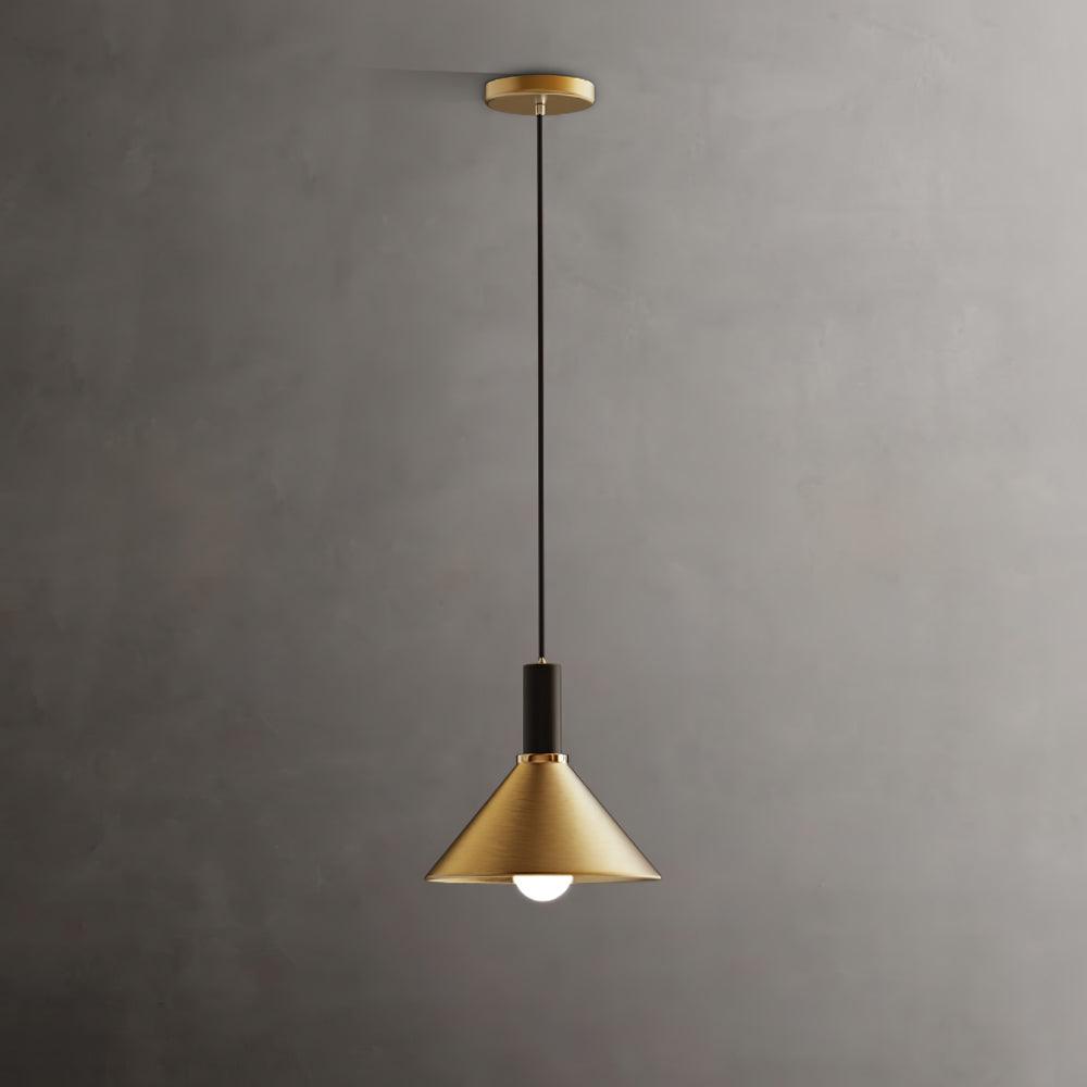 Cone Pendant Light in Brass and Black – Modern Minimalist Ceiling Lamp