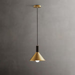 Cone Pendant Light in Brass and Black – Modern Minimalist Ceiling Lamp