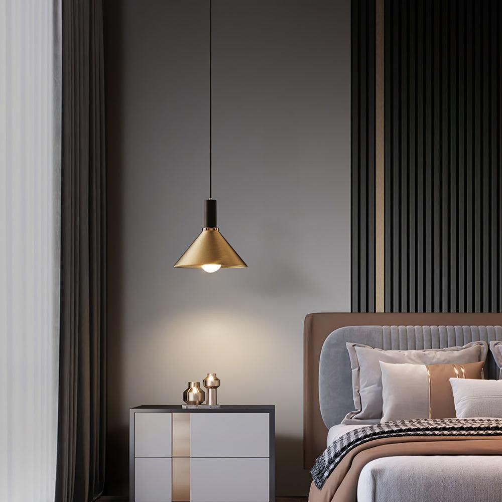 Cone Pendant Light in Brass and Black – Modern Minimalist Ceiling Lamp