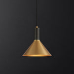 Cone Pendant Light in Brass and Black – Modern Minimalist Ceiling Lamp