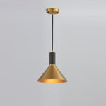 Cone Pendant Light in Brass and Black – Modern Minimalist Ceiling Lamp