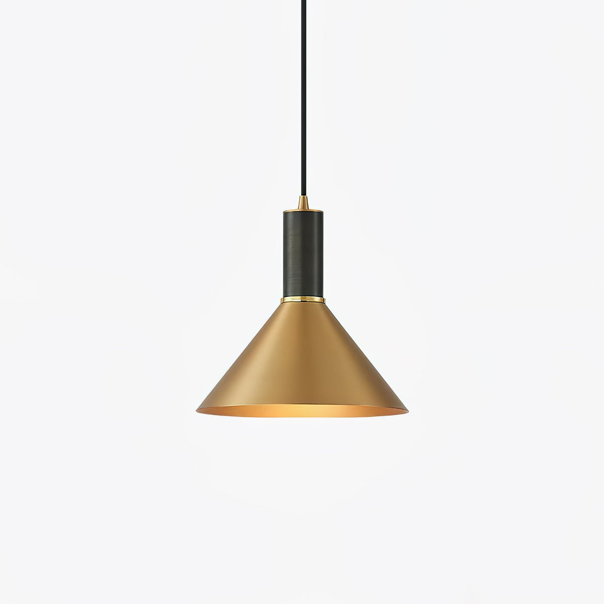 Cone Pendant Light in Brass and Black – Modern Minimalist Ceiling Lamp