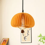Pumpkin Adjustable Pendant Light – Modern Wood & Metal Hanging Lamp