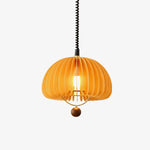 Pumpkin Adjustable Pendant Light – Modern Wood & Metal Hanging Lamp