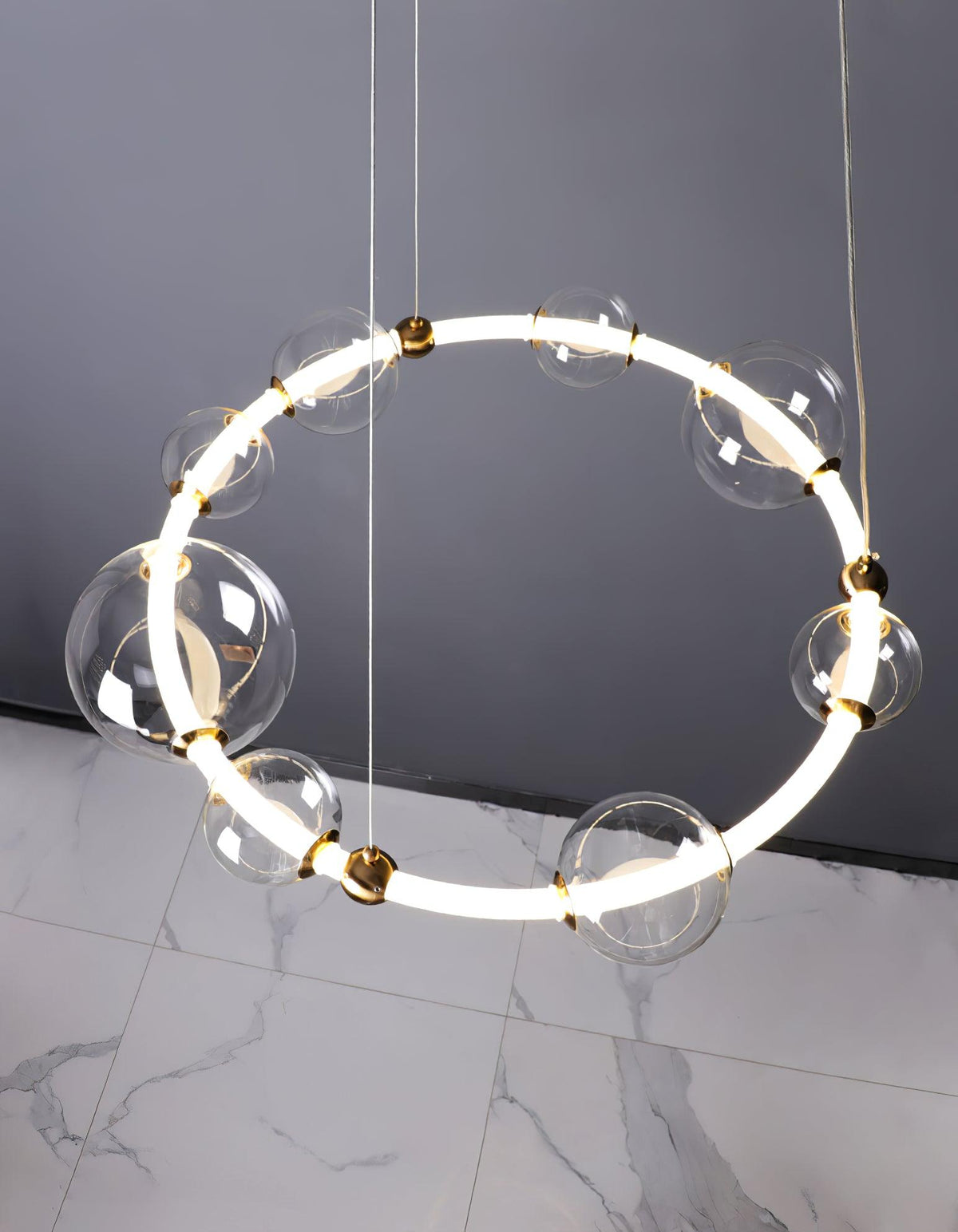 Puppet LED Chandelier in Gold and Clear Glass – Modern Luxury Pendant