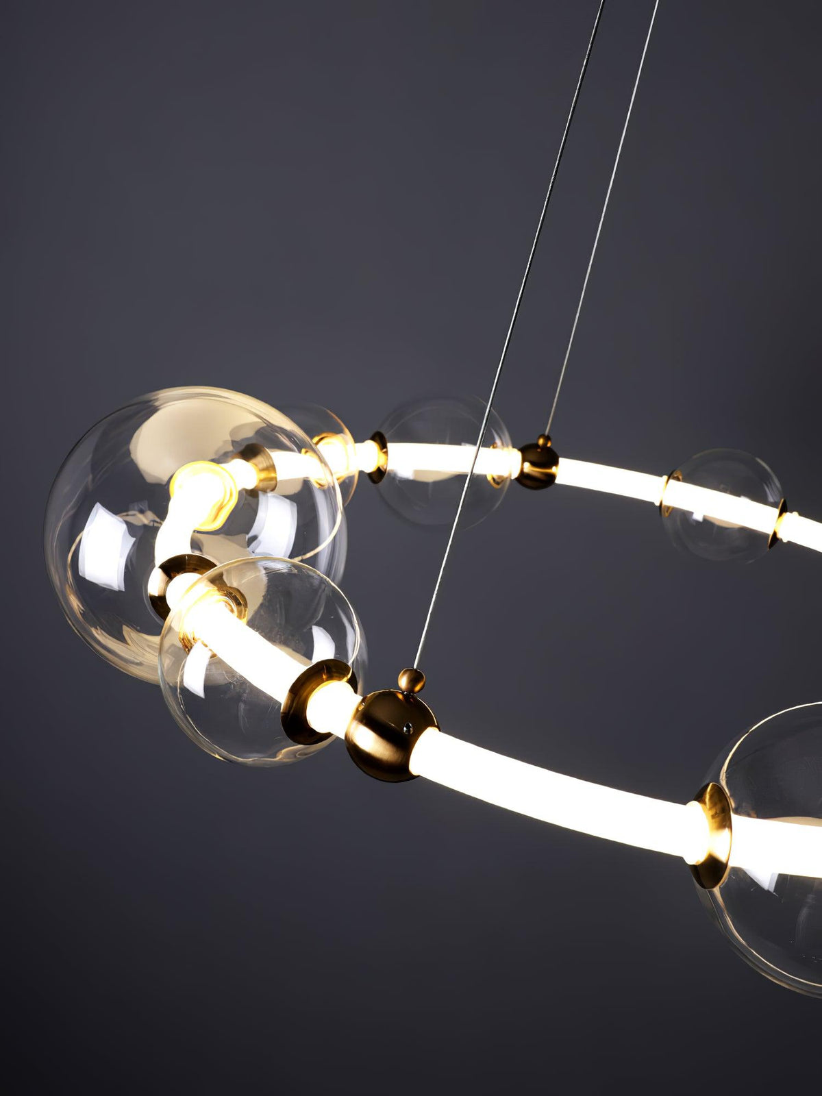 Puppet LED Chandelier in Gold and Clear Glass – Modern Luxury Pendant
