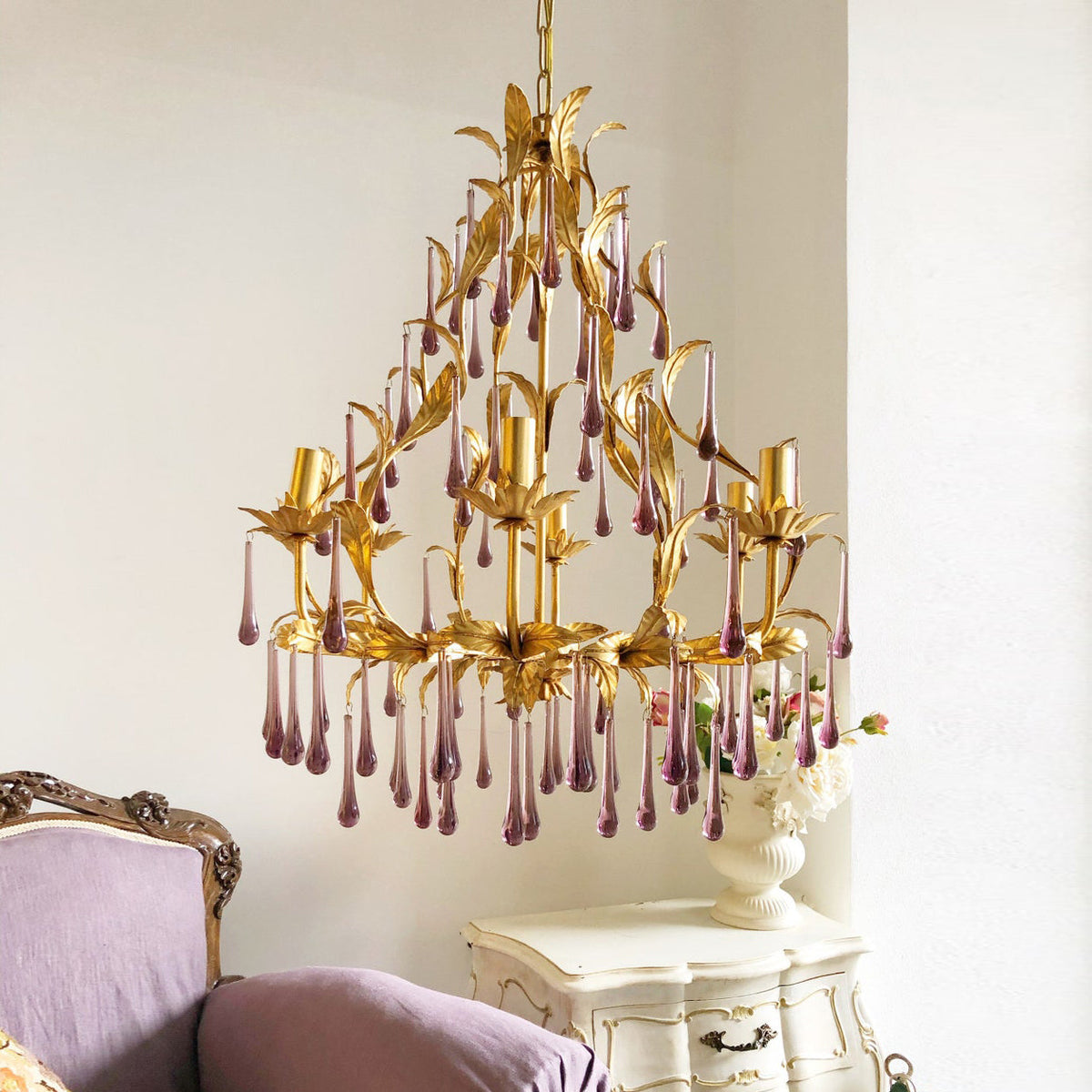 purple-glass-birdcage-chandelier