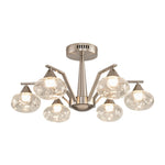 Sputnik Semi Flush Ceiling Light in Sand Nickel with Glass Shades