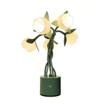 Vintage Green Floral Table Lamp with Flexible Stems, 5-Head Designer Desk Light