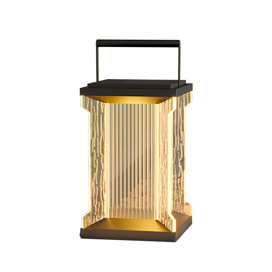 Minimalist Outdoor Lantern with Stainless Steel Frame and Warm LED Glow