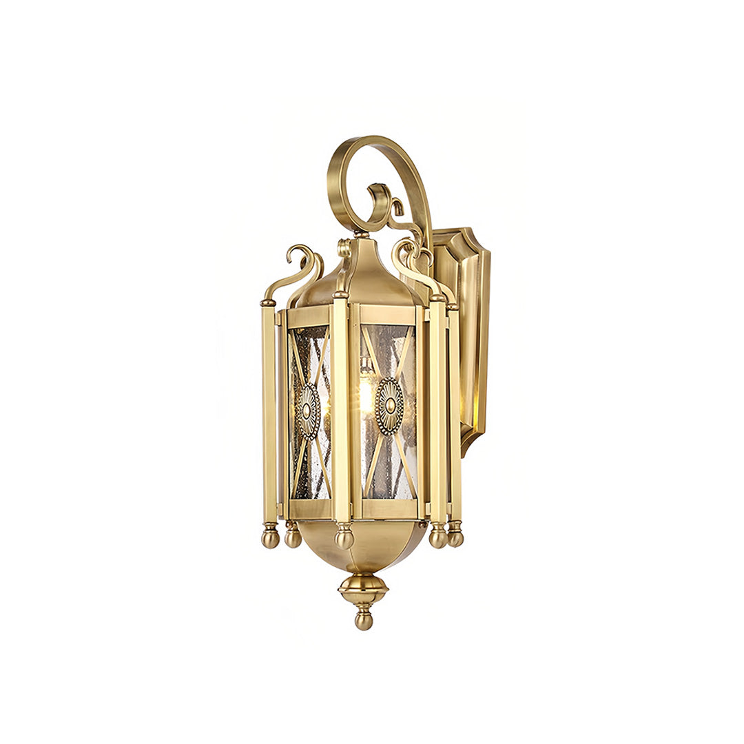 European Vintage Outdoor Wall Sconce in Solid Copper with Clear Glass