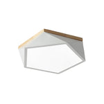 Nordic Geometric Wooden Flush Mount Ceiling Light with Acrylic Shade