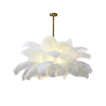 Aurelia Feather Semi Flush Ceiling Light in White