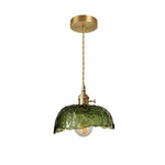 Hammered Glass Pendant Light with Brass Accents