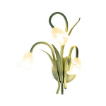 Botanical Bloom Wall Sconce in Sage Green Iron and Clear Glass