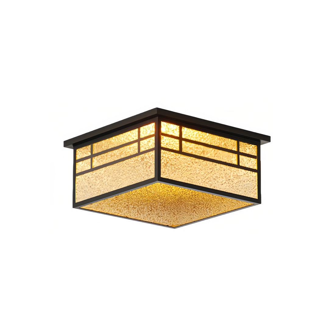 Aurelia Square Flush Mount Ceiling Light in Stainless Steel and Glass