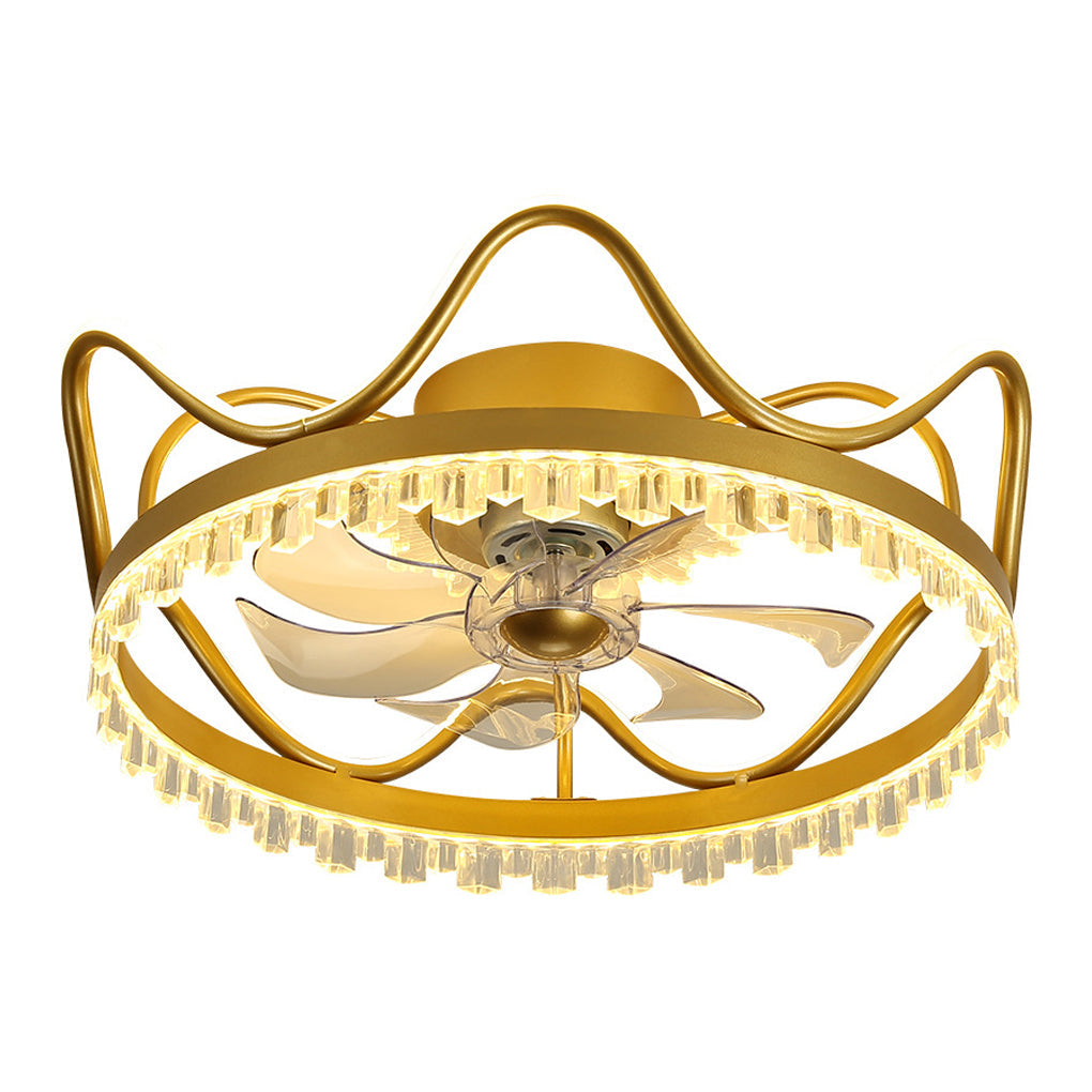 Modern Flush Mount Ceiling Fan with Dimmable LED Light and Remote