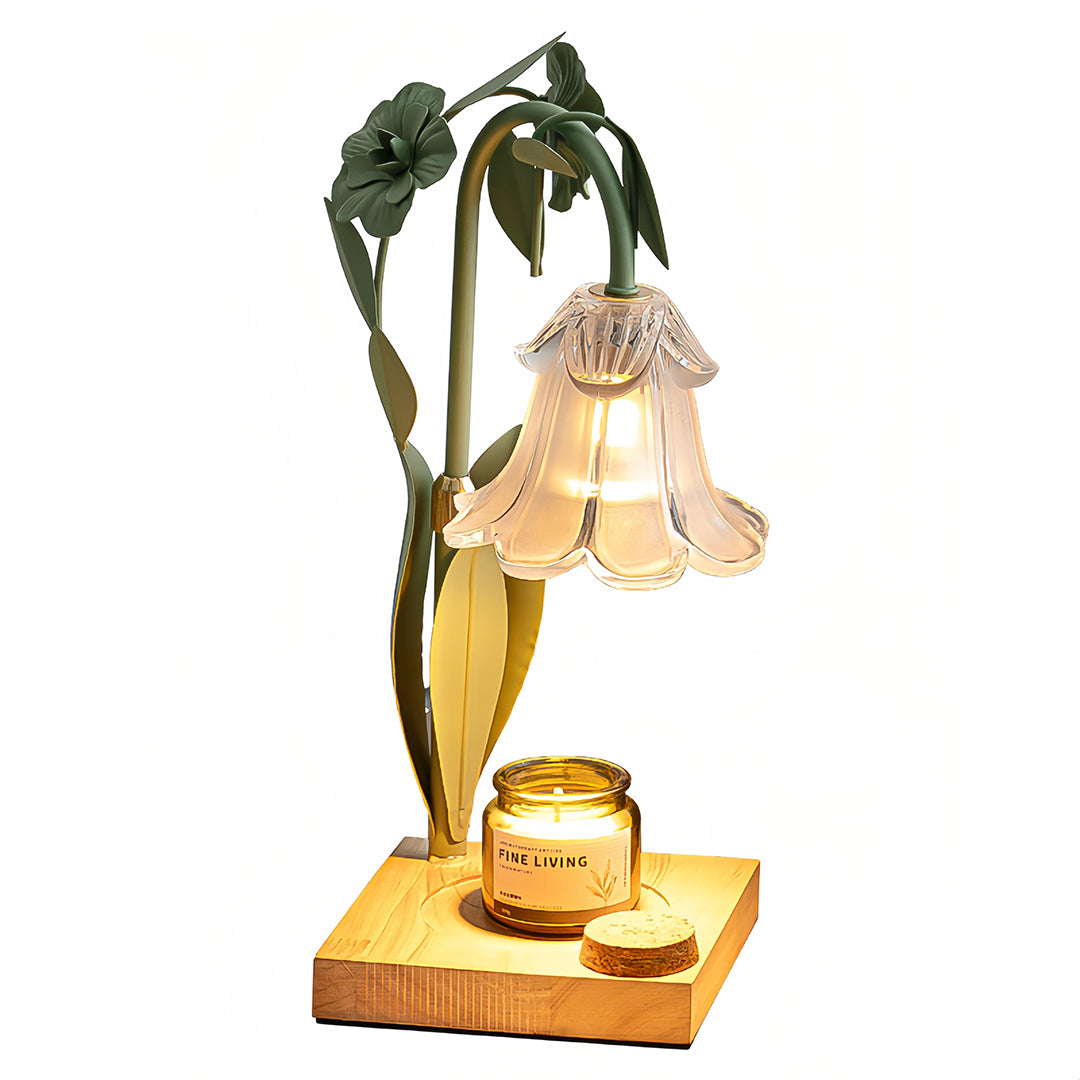 Melt Scented Wax Table Lamp in Vintage Green with Clear Glass Shade