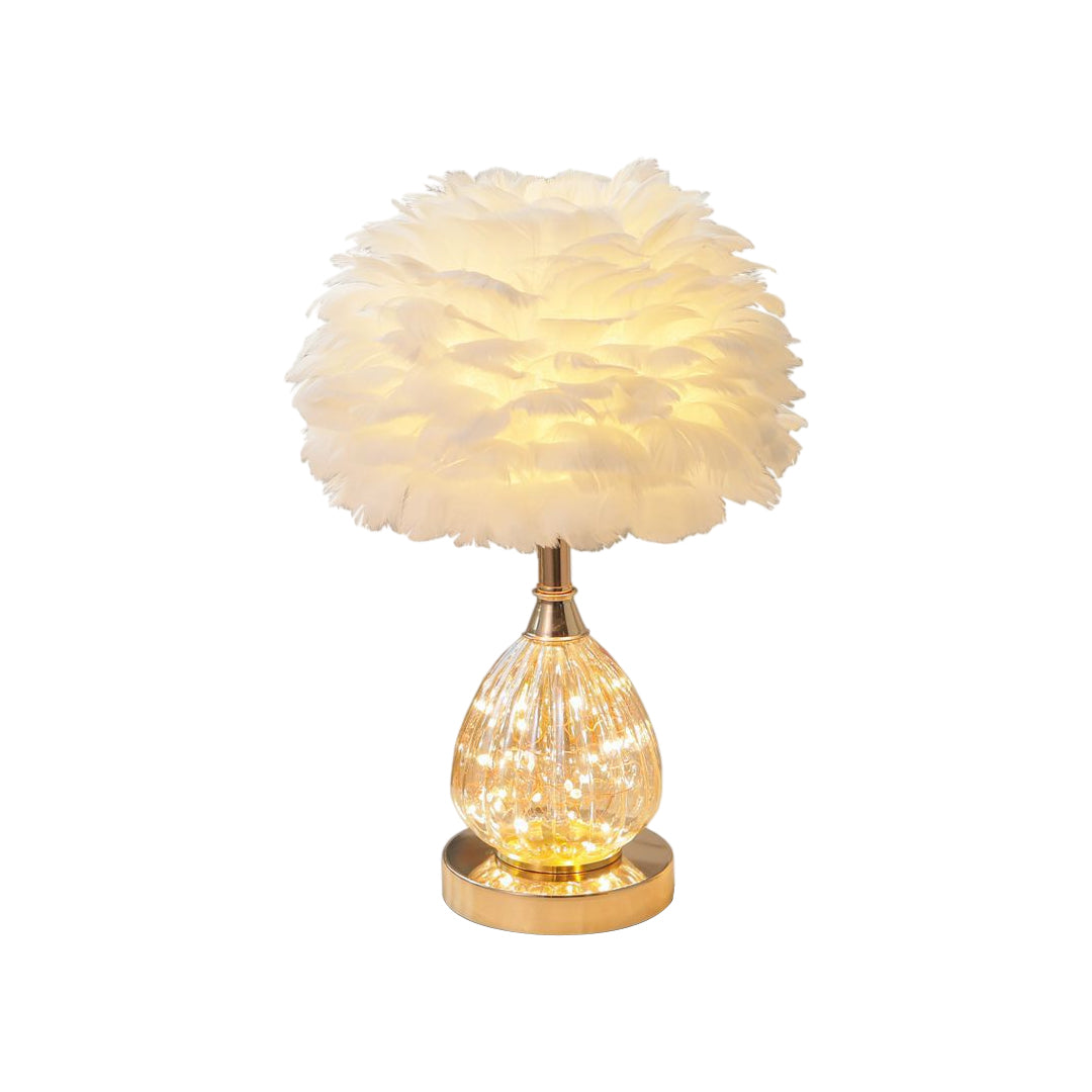 Aurelia Feather Table Lamp – Nordic Minimalist Bedside Lighting with Soft Warm Glow