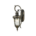 European Vintage Outdoor Wall Lantern in Antique Brass and Clear Glass