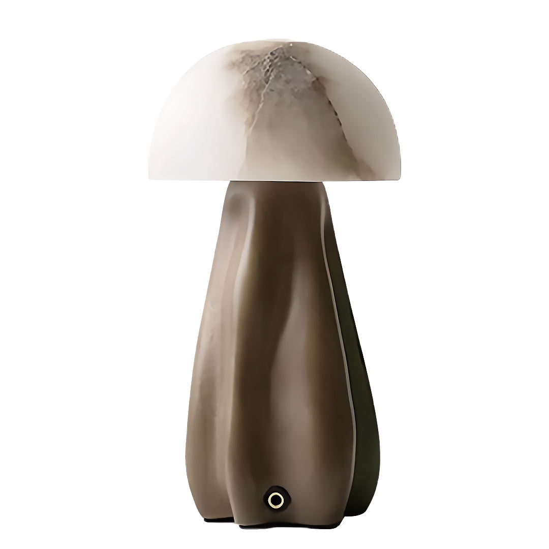 Nordic Mushroom Table Lamp with Glass Shade and LED Tri-Color Light