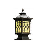 Retro Outdoor Column Light in Coffee Finish with Warm LED