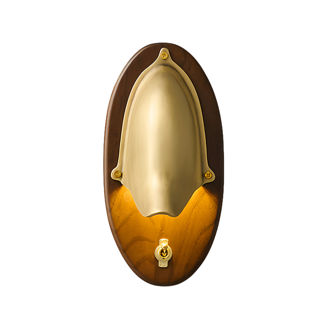 Artisan Wooden Wall Sconce with Brass Accents – Vintage Medieval Design