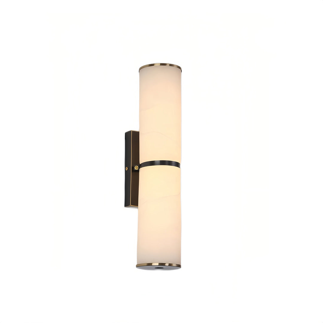 Modern Copper Cylinder Wall Sconce with Cloud Stone Shade