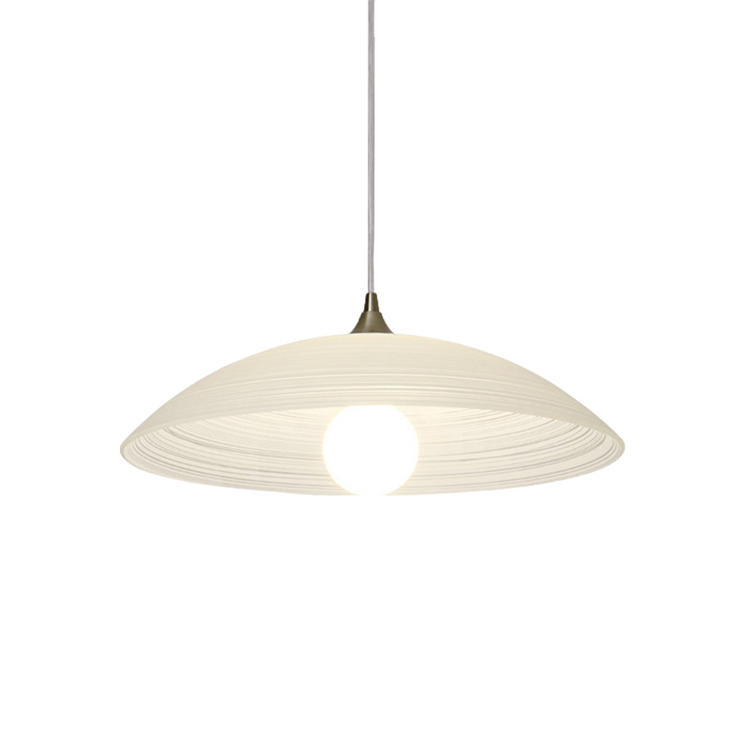 Ripple Glass Pendant Light in Matte White Iron Frame