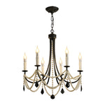 Pearl Crystal Chandelier in Black Iron – Artistic Ceiling Light for Elegant Interiors