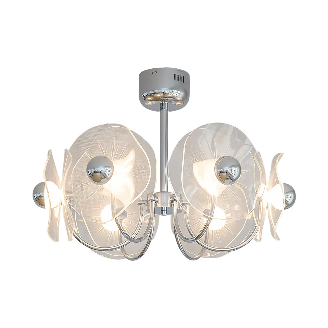 Aurora Acrylic LED Chandelier with Chrome Accents, Modern Multi-Head Pendant Light