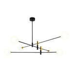 Nordic Branch Chandelier in Black and Gold Iron with Glass Shades