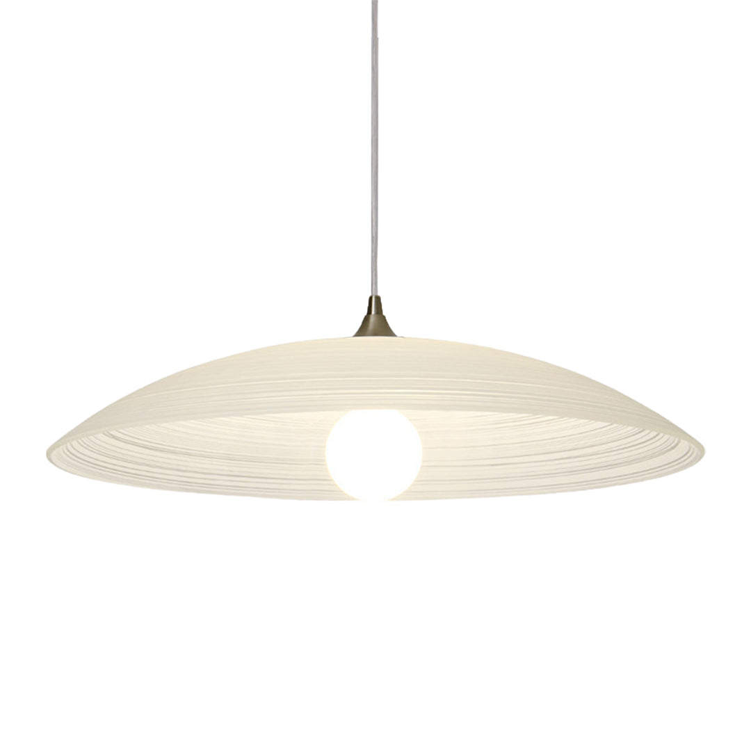 Ripple Glass Pendant Light in Matte White Iron Frame