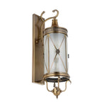 European Retro Outdoor Wall Sconce in Copper with Clear Glass Shade